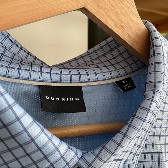 Dunning Golf Blue Windsurfer Windowpane Plaid Chadwick Ventilated Polo Shirt XL - Picture 9 of 14